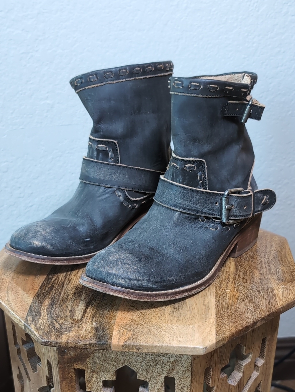 Musse & Cloud Women’s Black Leather Harness Ankle Boots